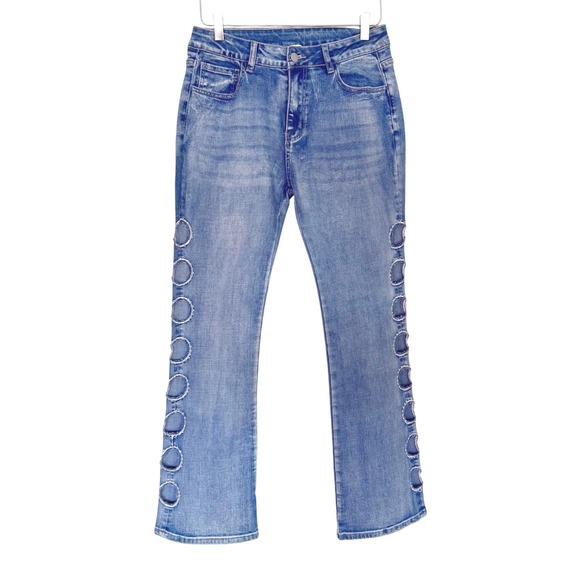 Ooh La La Jeans with Circular Cutouts Light Wash Medium - Picture 3 of 13